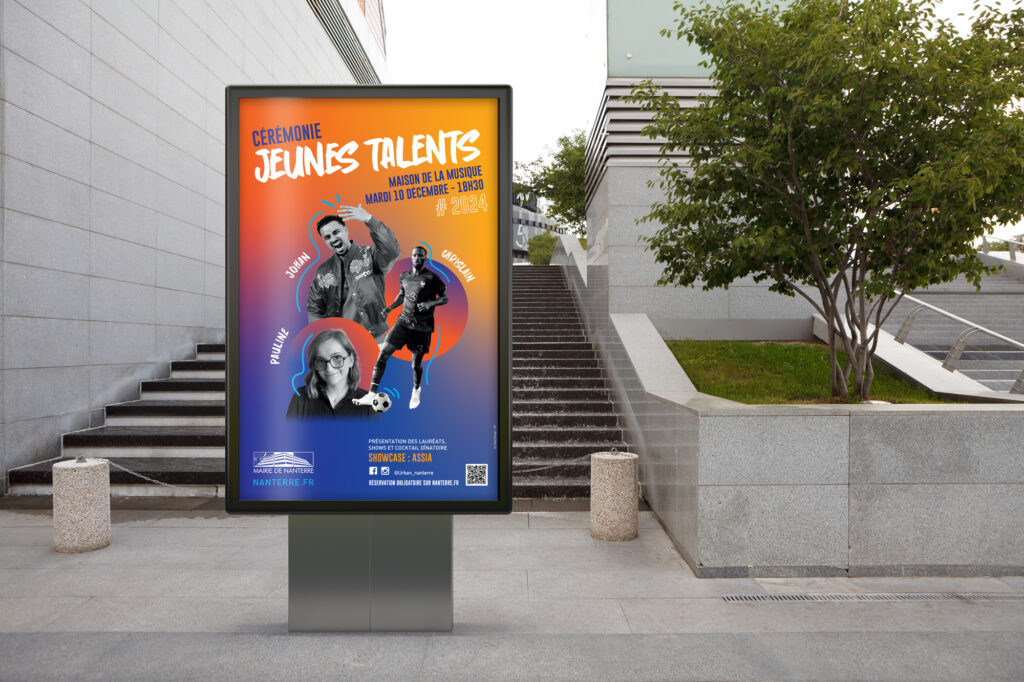 Cr&eacute;ation affiche c&eacute;r&eacute;monie &eacute;v&eacute;nement jeune talents ville de Nanterre graphiste collectivit&eacute;